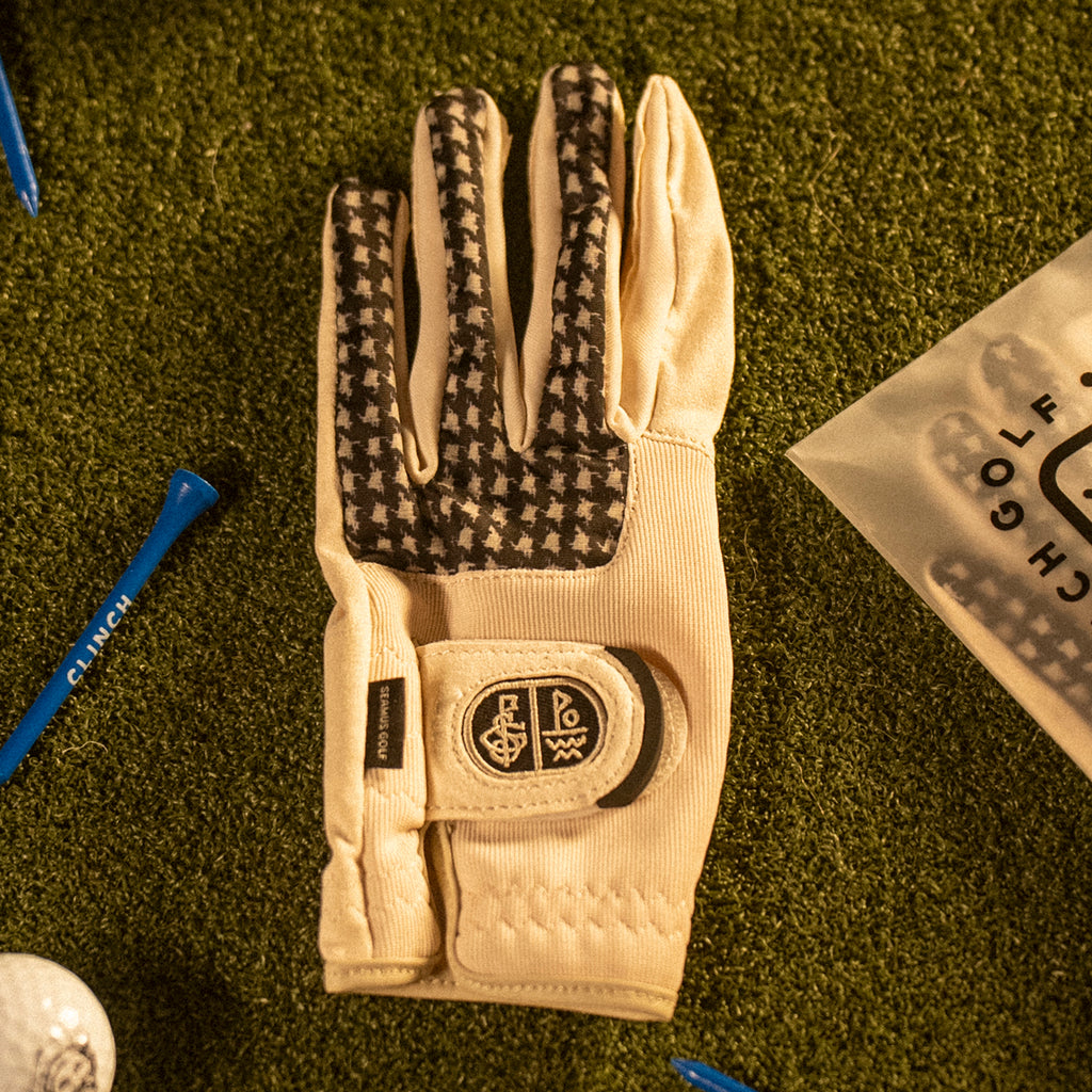 Seamus x Clinch Golf Black and Off White Houndstooth Glove